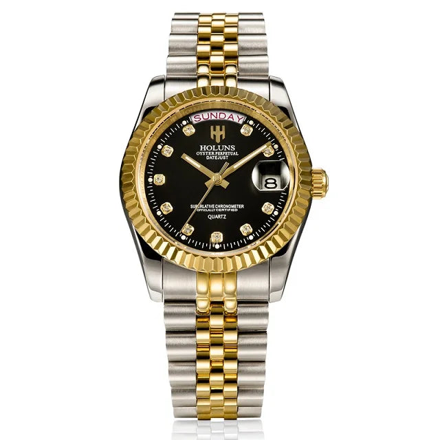 Luxury Gold Diamond Quartz Watch for Men