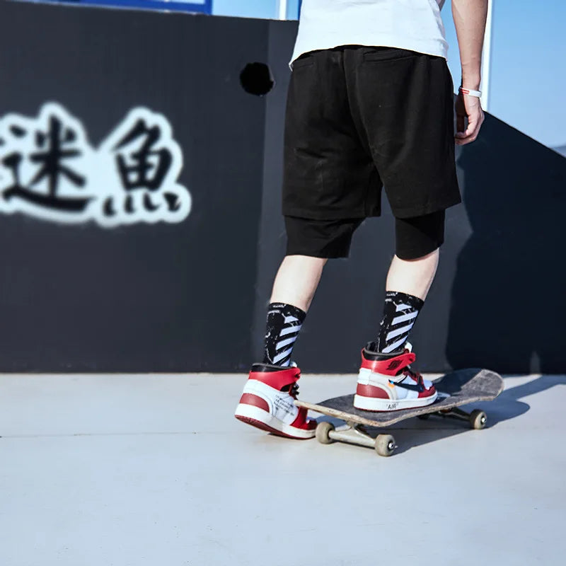 Harajuku Men's Crew Cotton Socks - Cool & Funny Skate Style