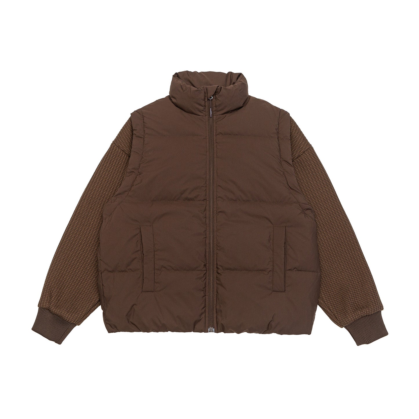 Removable Patchwork Stand Collar Down Jacket Coat