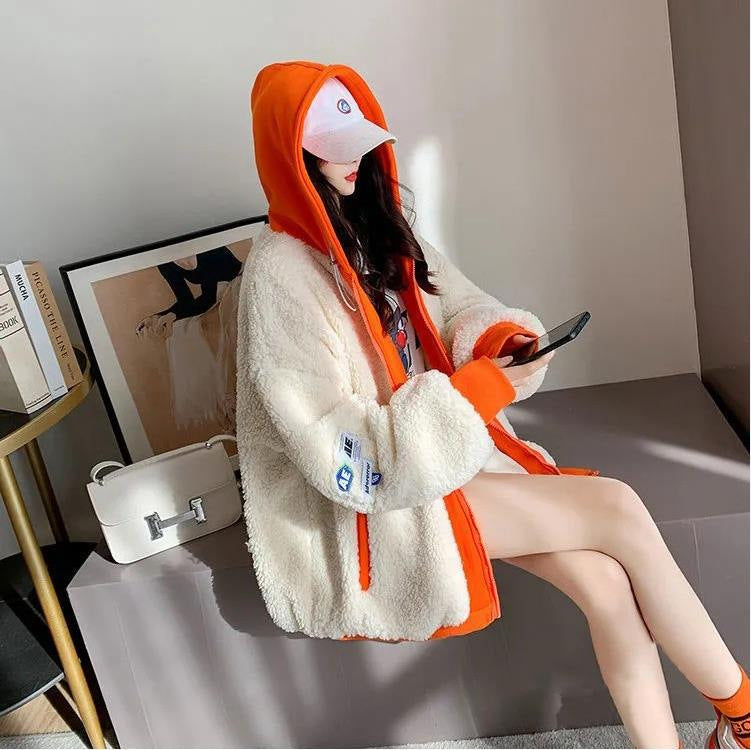 Lamb Furry Plus Size Jacket - Women's All-match Sweatshirt