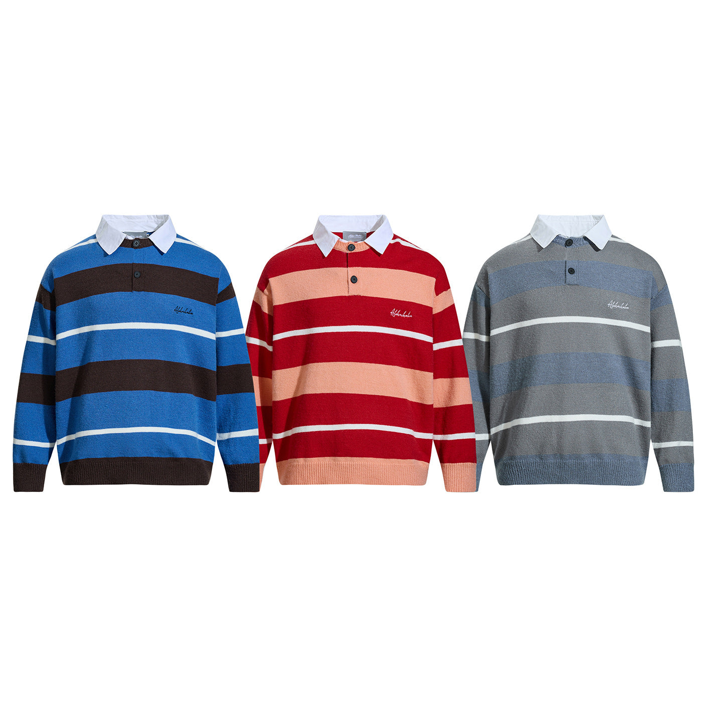 Unisex Youth Casual Knitwear with Mock Two-Piece Shirt Collar Design