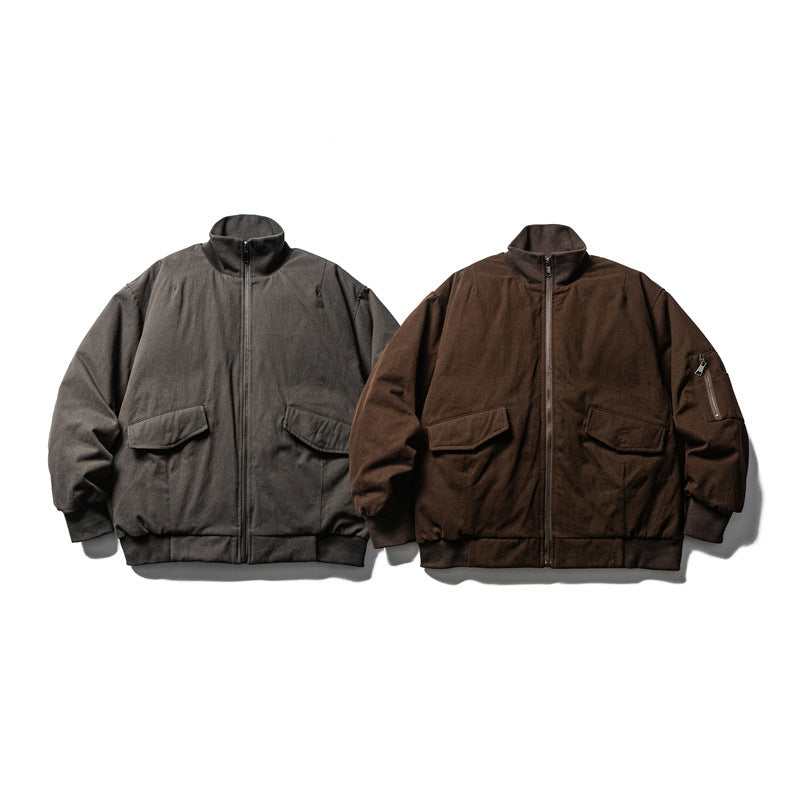 Men's Casual Down Jacket with Baseball Collar - Warm Outerwear