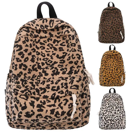 Corduroy Leopard Backpack