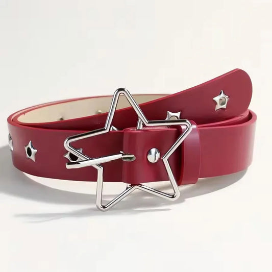 Y2K Punk Star Rivet Goth Belt - Leather