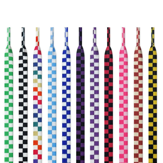 Harajuku Style Black White Checkerboard Shoelaces