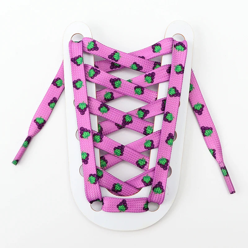 Fruit Shoelaces Floral Print - Fun Flat Laces for Sneakers