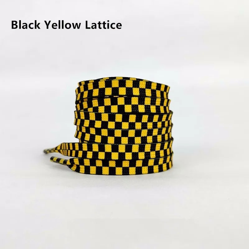 Harajuku Style Black White Checkerboard Shoelaces