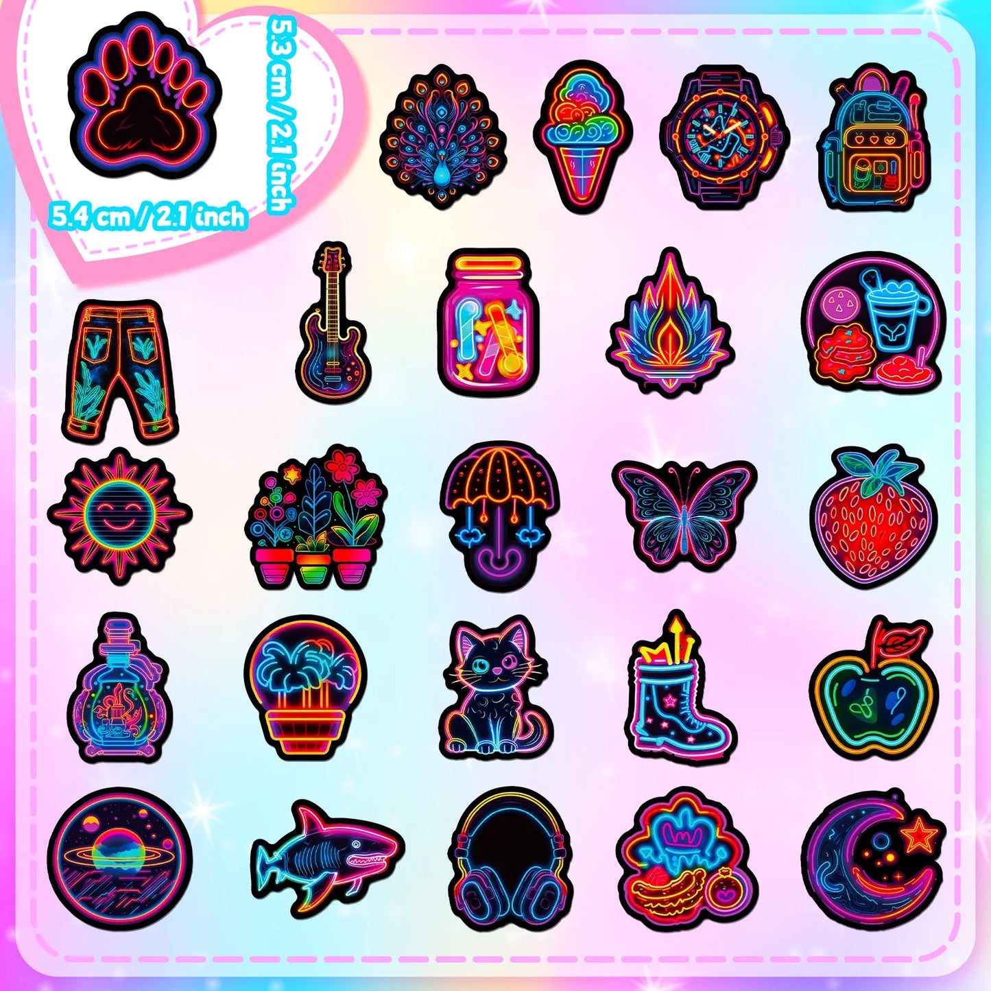 Fresh Neon PVC Stickers for Kids