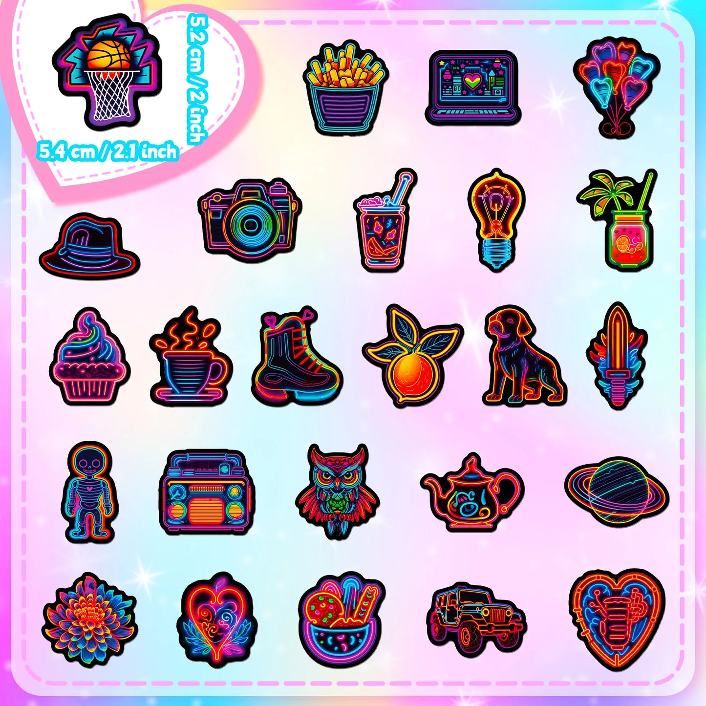 Fresh Neon PVC Stickers for Kids