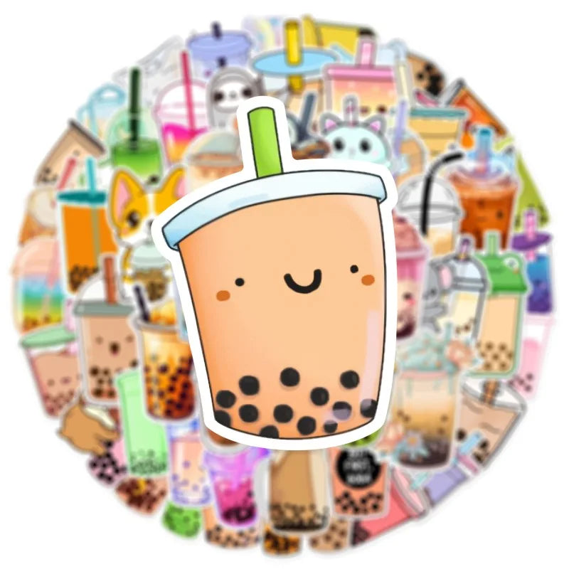 Cute Pearl Milk Tea Drink Graffiti Stickers