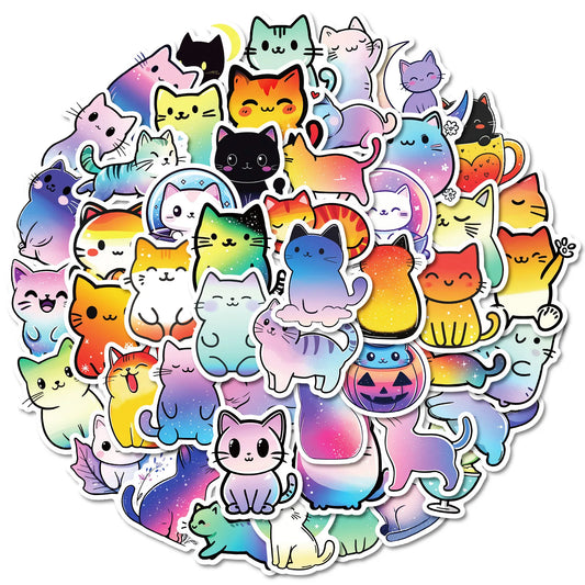50Pcs Cute Colorful Cat Stickers