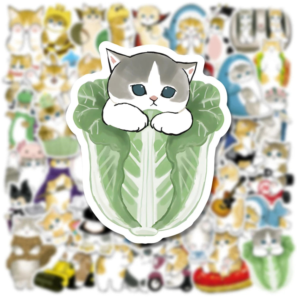 Cute Cat Graffiti Stickers - 10 to 100pcs