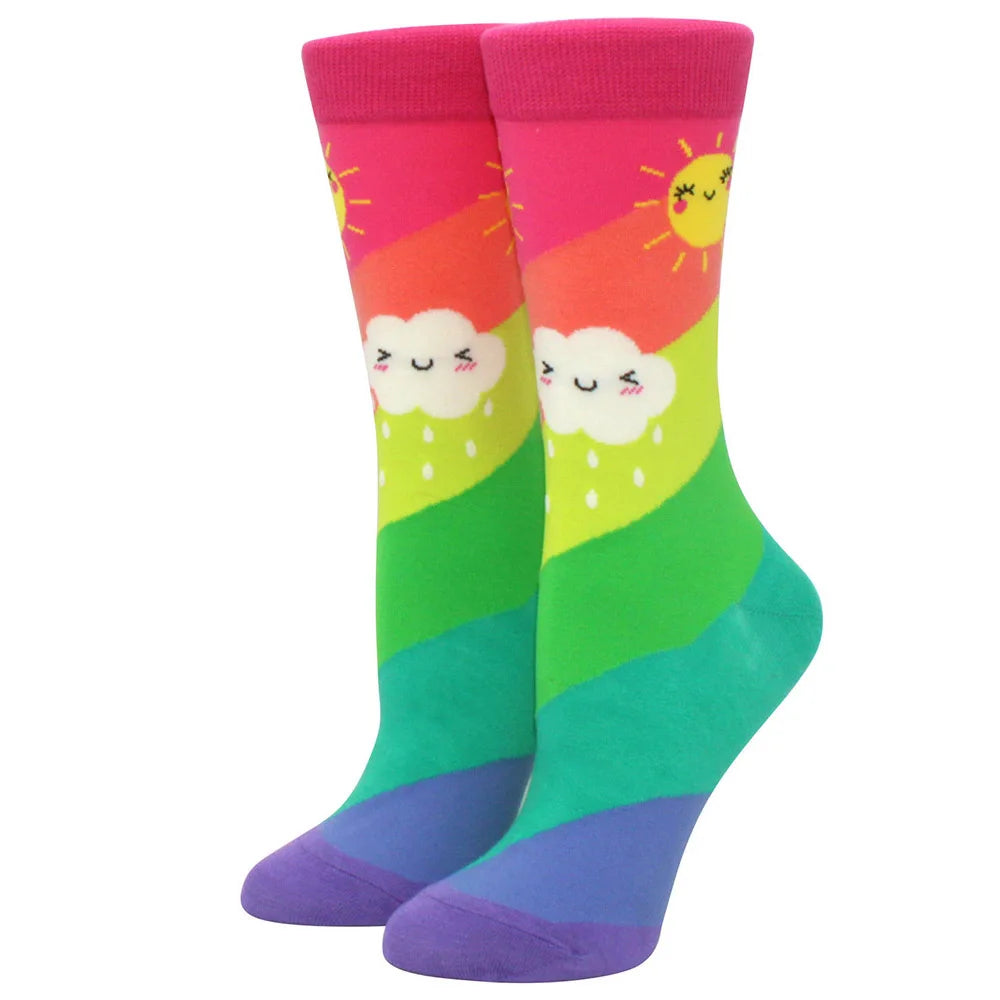 Harajuku Bright Colorful Women Socks - 1 Pair Cotton