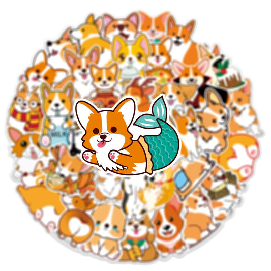 10/25/50pcs Cute Corgi Dog Meme Graffiti Stickers