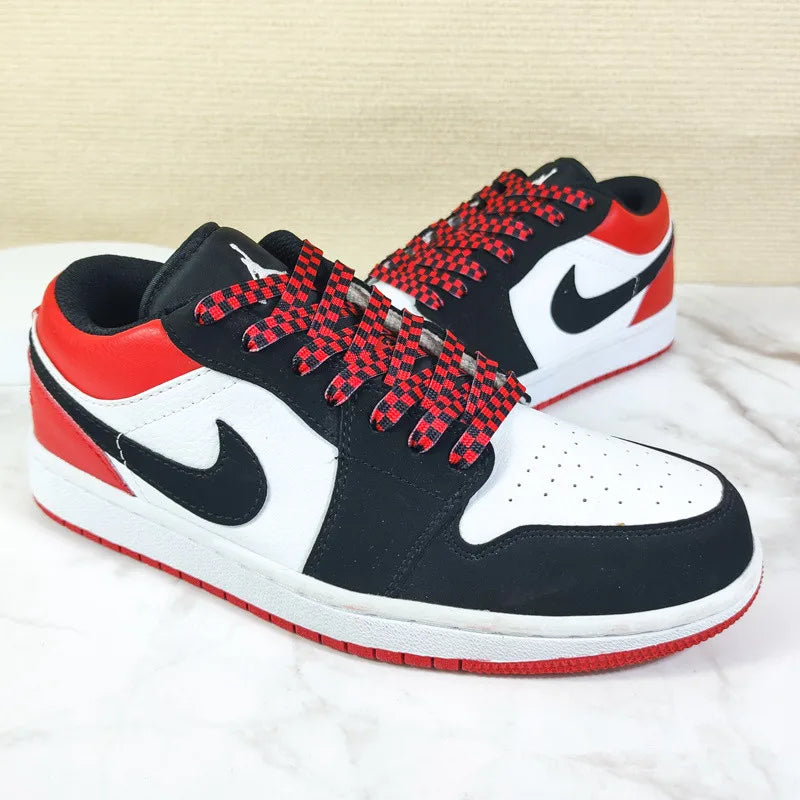 Harajuku Style Black White Checkerboard Shoelaces