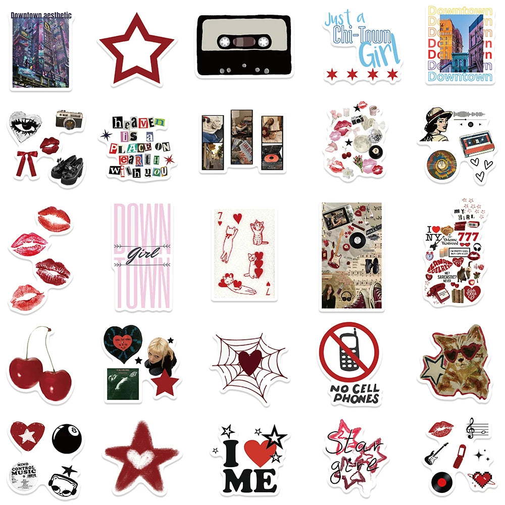 50pcs Retro Aesthetic 90s Y2K Stickers
