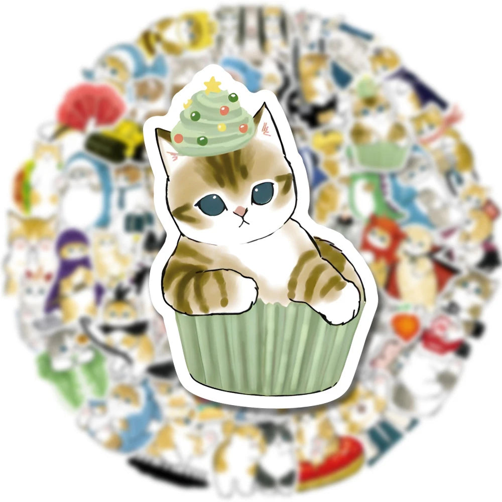 Cute Cat Graffiti Stickers - 10 to 100pcs