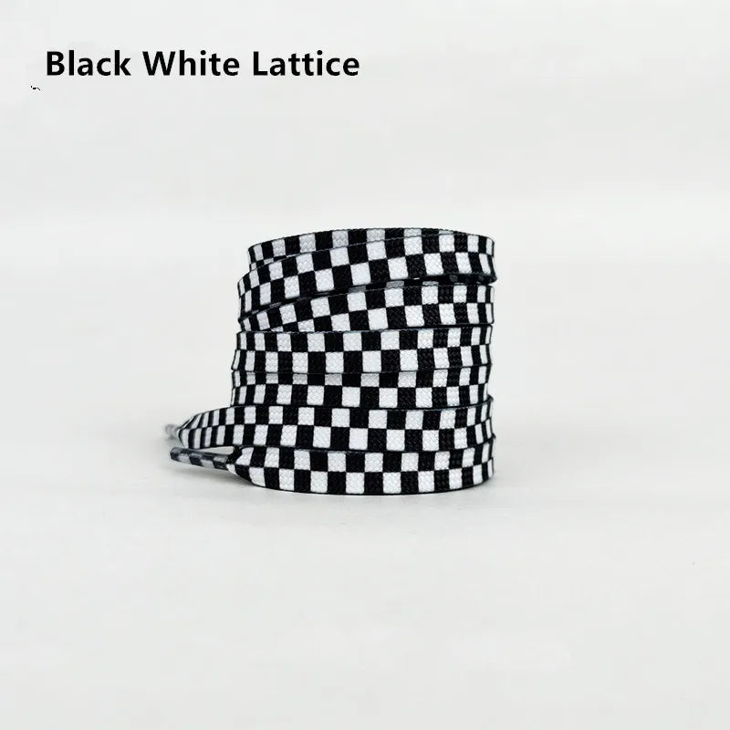 Harajuku Style Black White Checkerboard Shoelaces