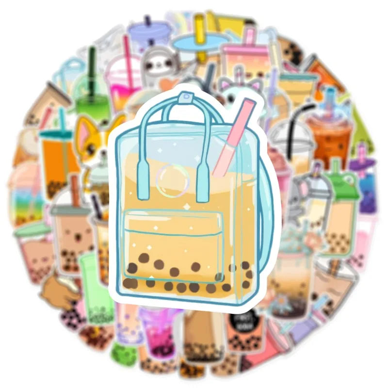 Cute Pearl Milk Tea Drink Graffiti Stickers