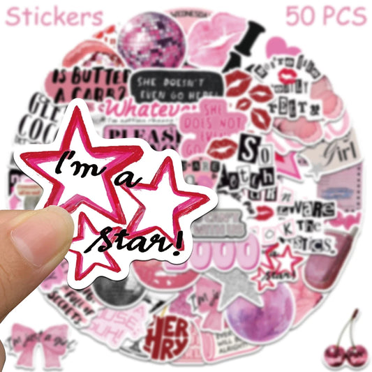 50pcs Pink Y2K Style Stickers