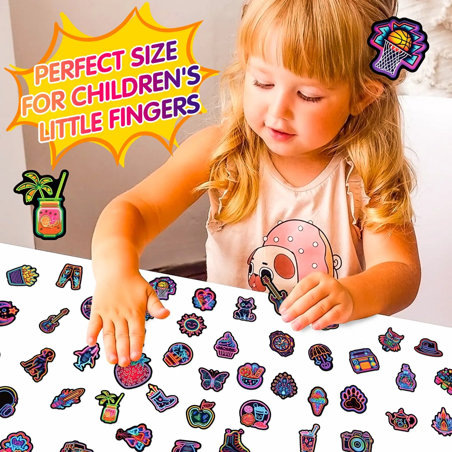 Fresh Neon PVC Stickers for Kids