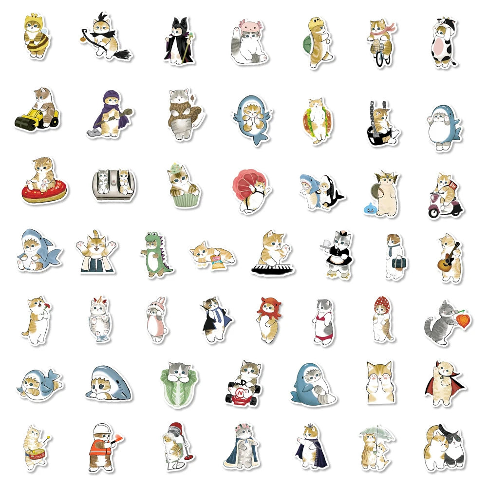 Cute Cat Graffiti Stickers - 10 to 100pcs