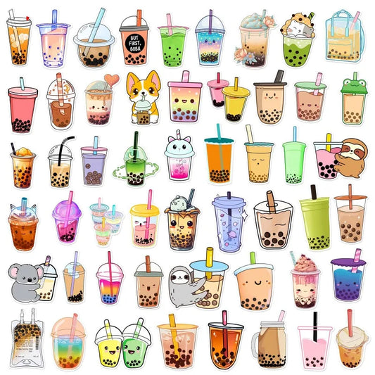 Cute Pearl Milk Tea Drink Graffiti Stickers