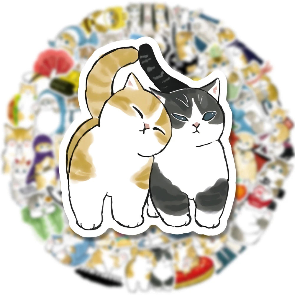 Cute Cat Graffiti Stickers - 10 to 100pcs