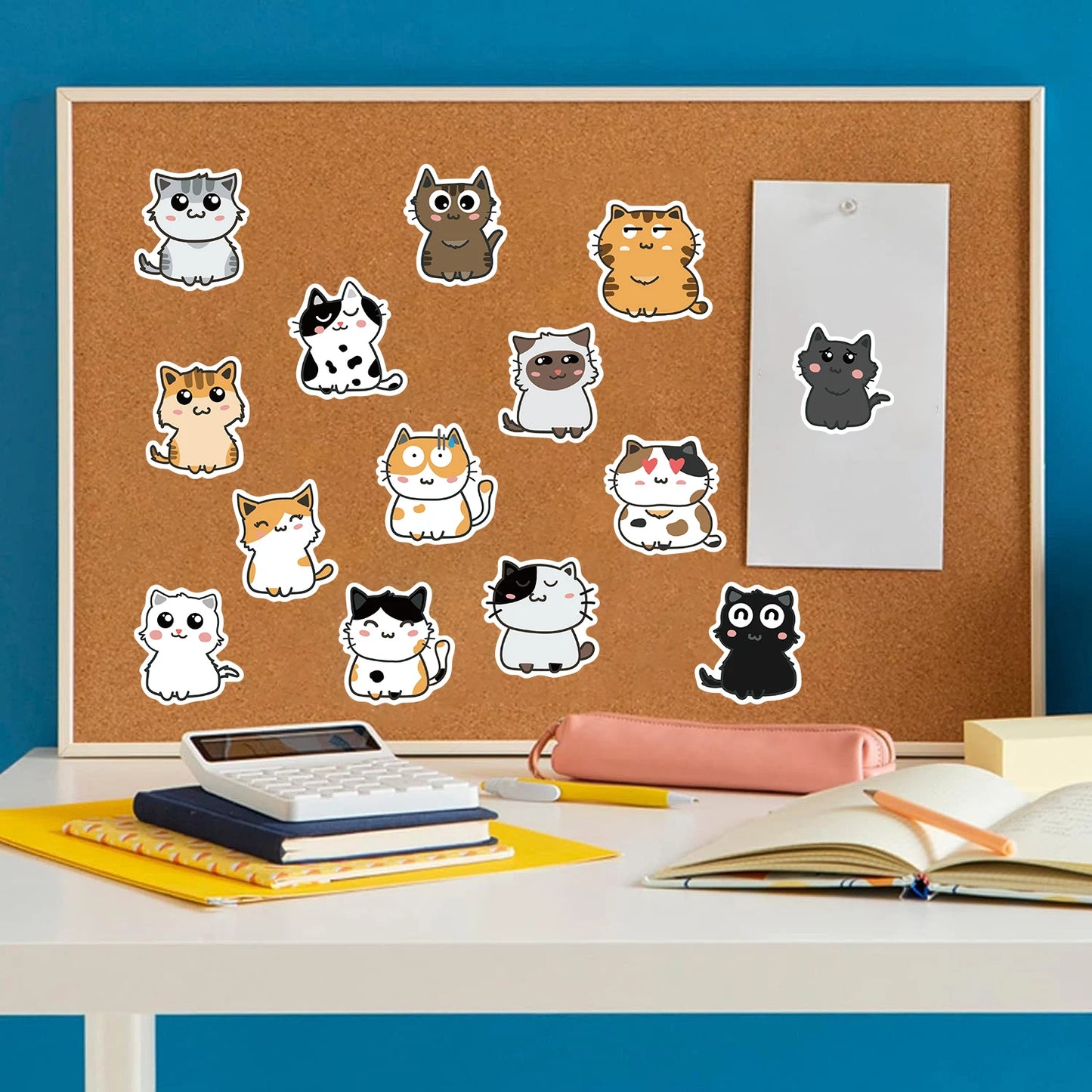 50PCS Cute Cat Stickers - Waterproof Vinyl
