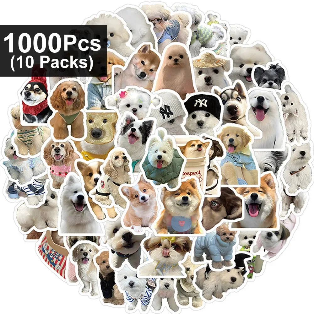 10/100 Funny Fashion Dog Stickers Cartoon Cute Decals