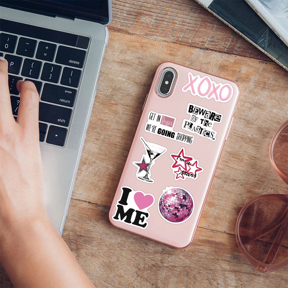 50pcs Pink Y2K Style Stickers