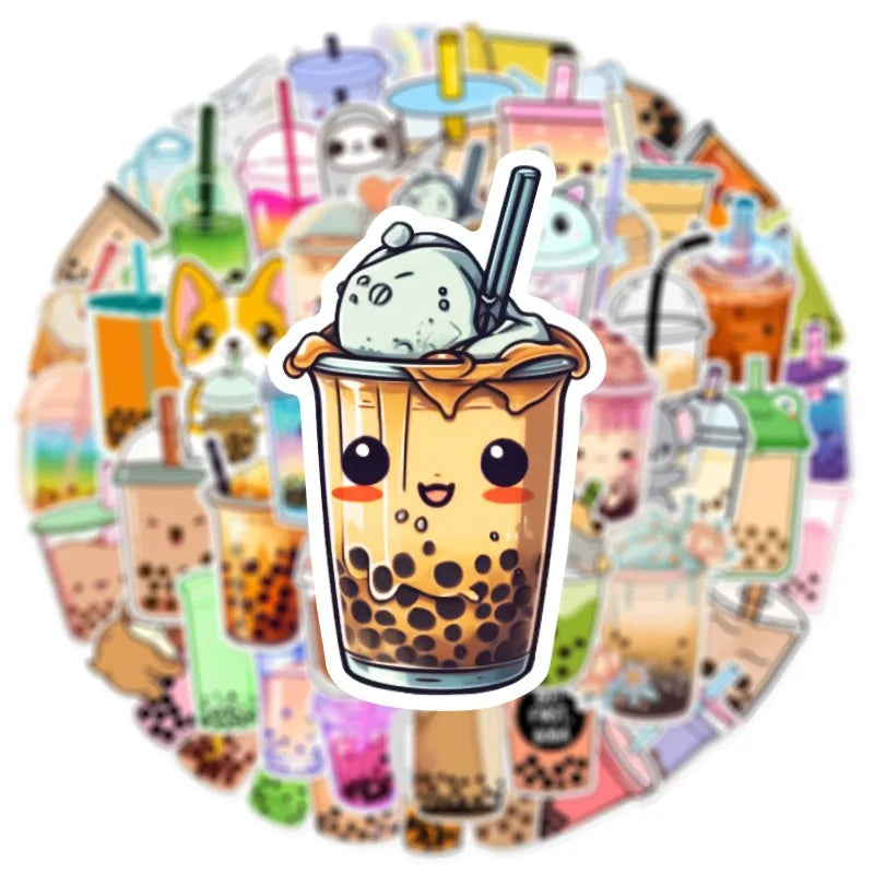 Cute Pearl Milk Tea Drink Graffiti Stickers