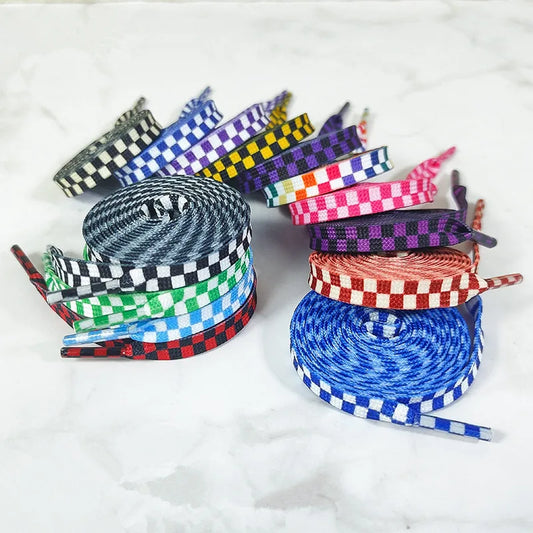 Harajuku Style Black White Checkerboard Shoelaces