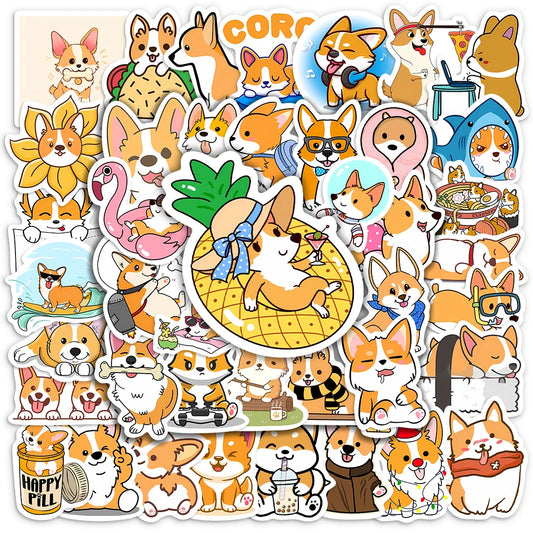 Kawaii Cartoon Corgi Dog Stickers