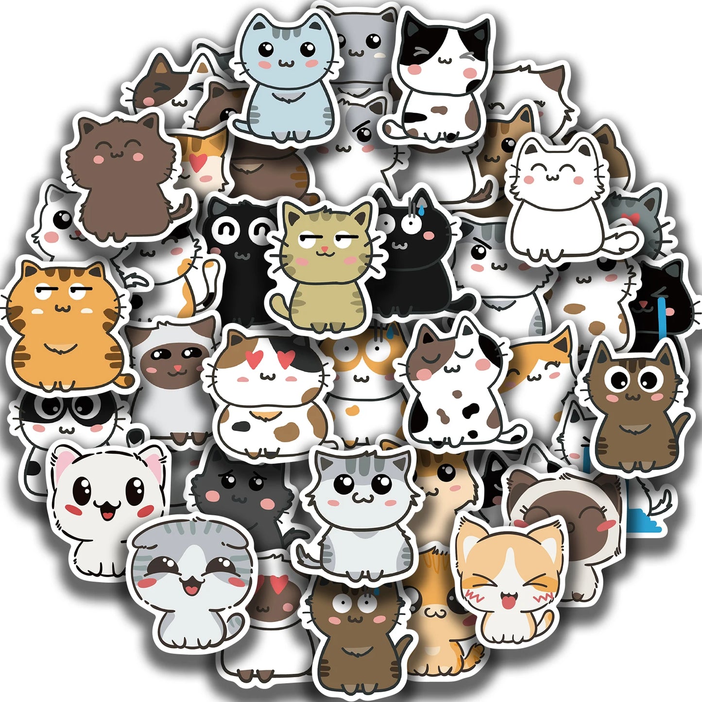 50PCS Cute Cat Stickers - Waterproof Vinyl
