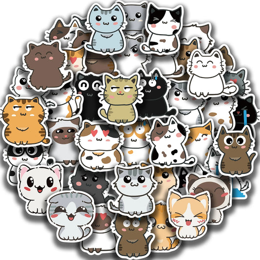 50PCS Cute Cat Stickers - Waterproof Vinyl