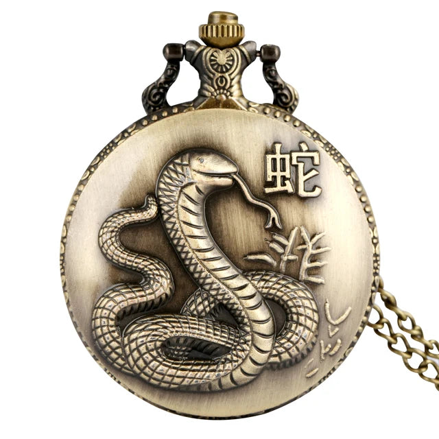 Unique Bronze Chinese Zodiac Quartz Pocket Watch Pendant