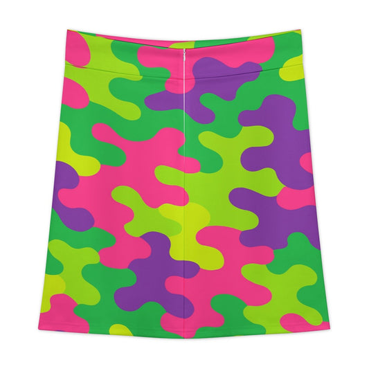 Harajuku Rainbow Camo Zipper Skirt