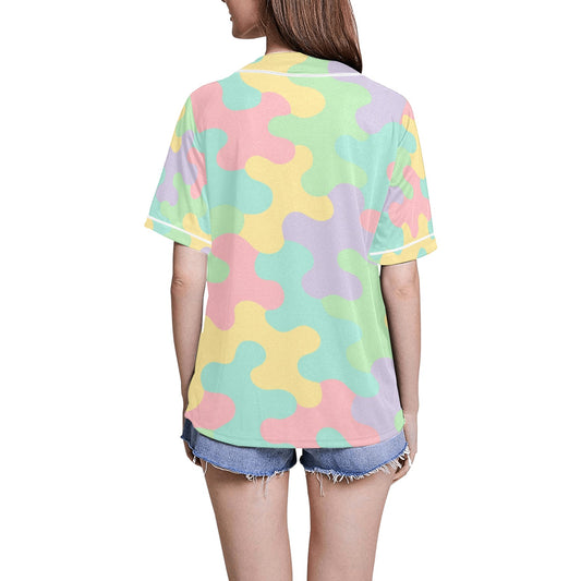 Pastel Camo Women's All Over Print Baseball Jersey