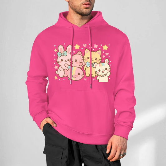 Harajuku Legends Group Photo Pure Cotton Hoodie - Pink