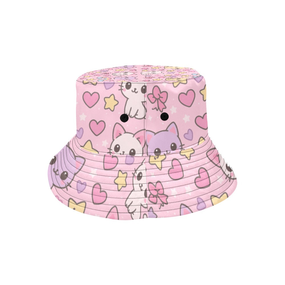 Pink Kawaii Harajuku Pattern Cats Men's Bucket Hat