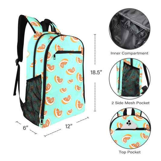 Grapefruit Pattern Sports Backpack - Aqua Blue