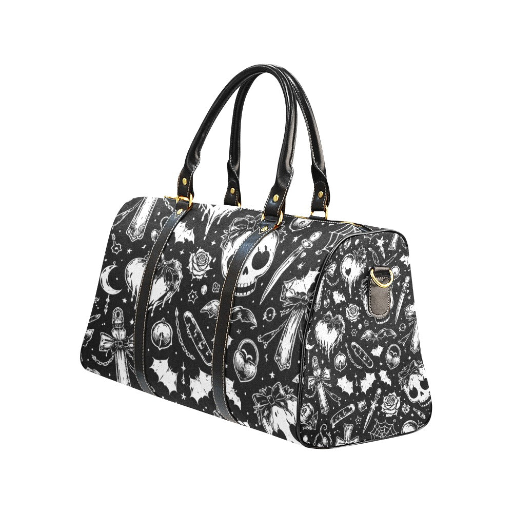 Skulls Goth Pattern Duffle Travel Bag - Large