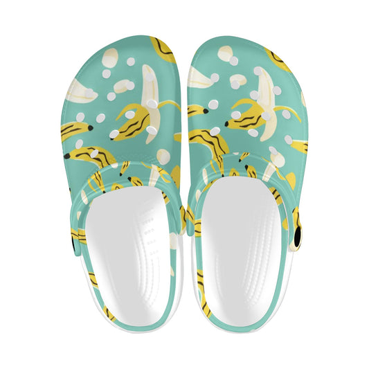 Blue Bananas Print Adults Clogs