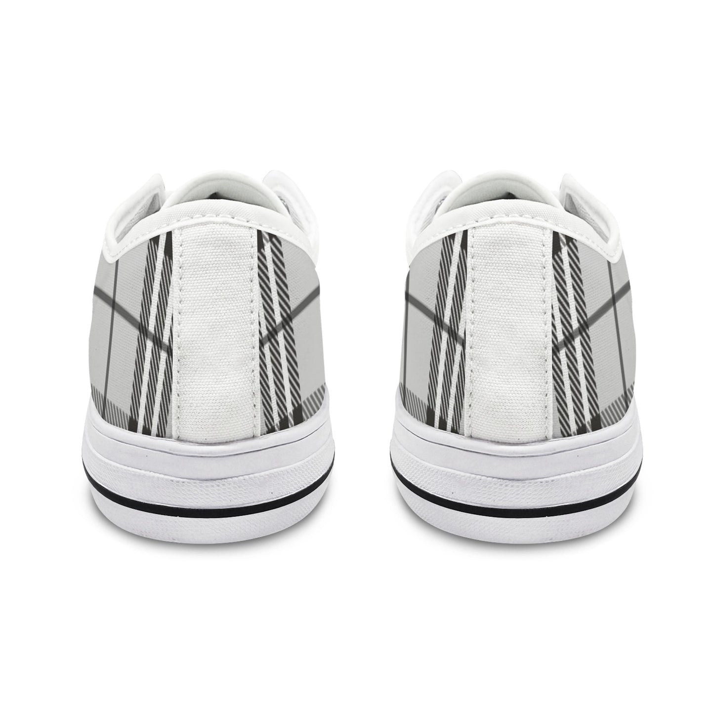 Black and White Plaid Low Top Women's Shoes