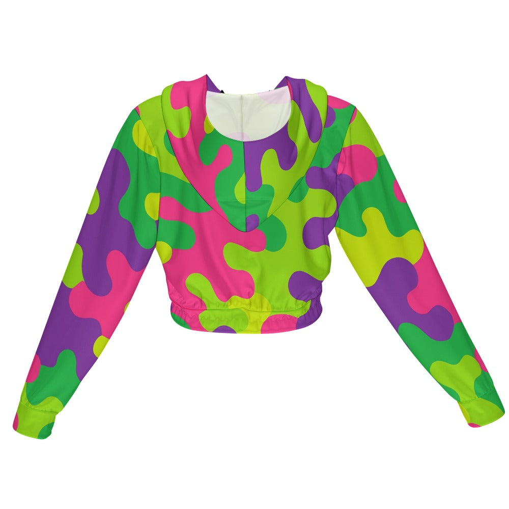 Harajuku Rainbow Camo Chiffon Cropped Jacket