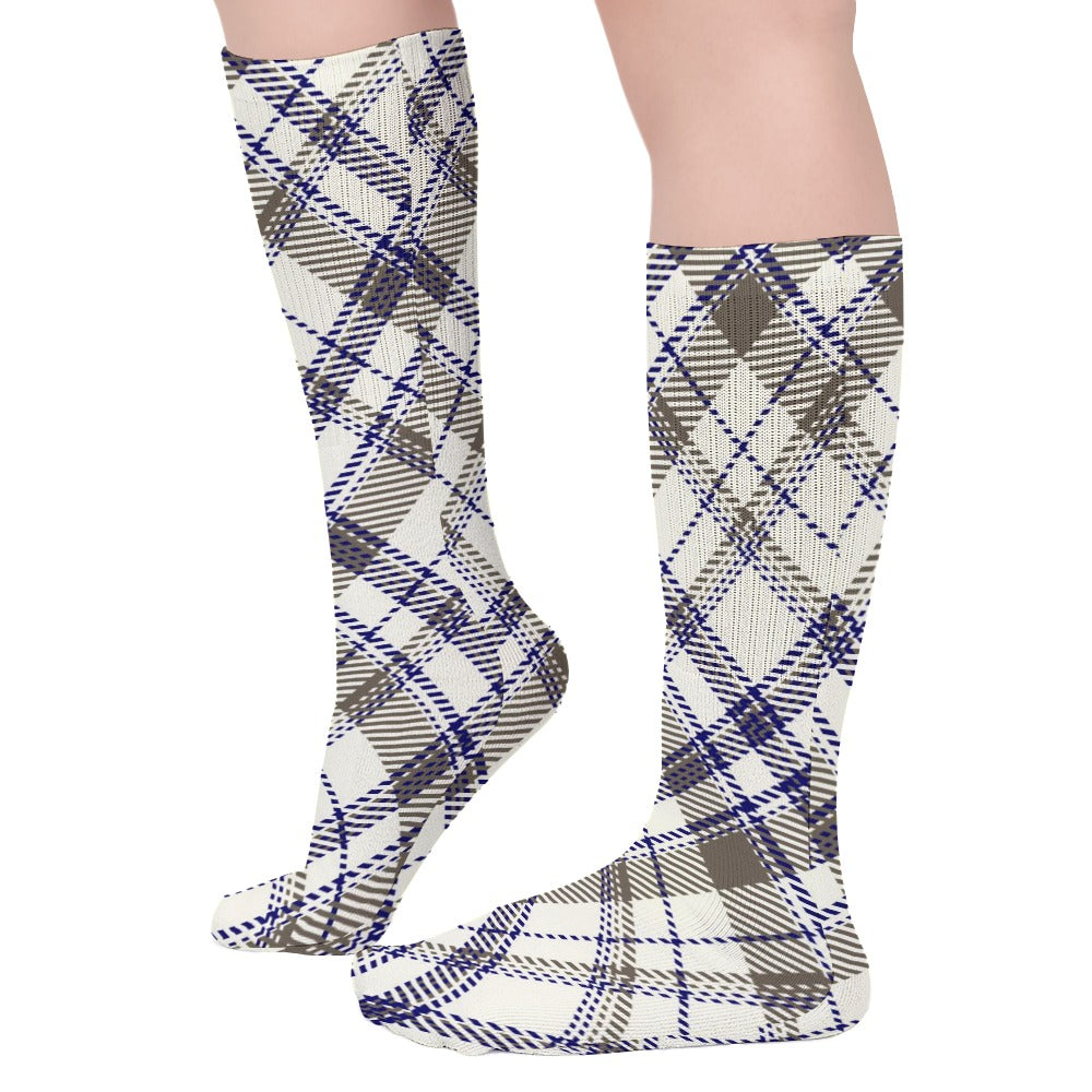 Blue and Gray Plaid Breathable Socks