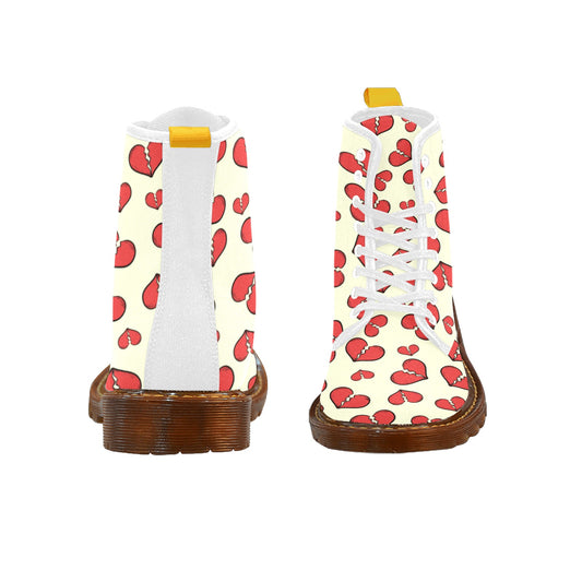 Broken Hearts Women's Lace Up Canvas Boots - Brown Sole