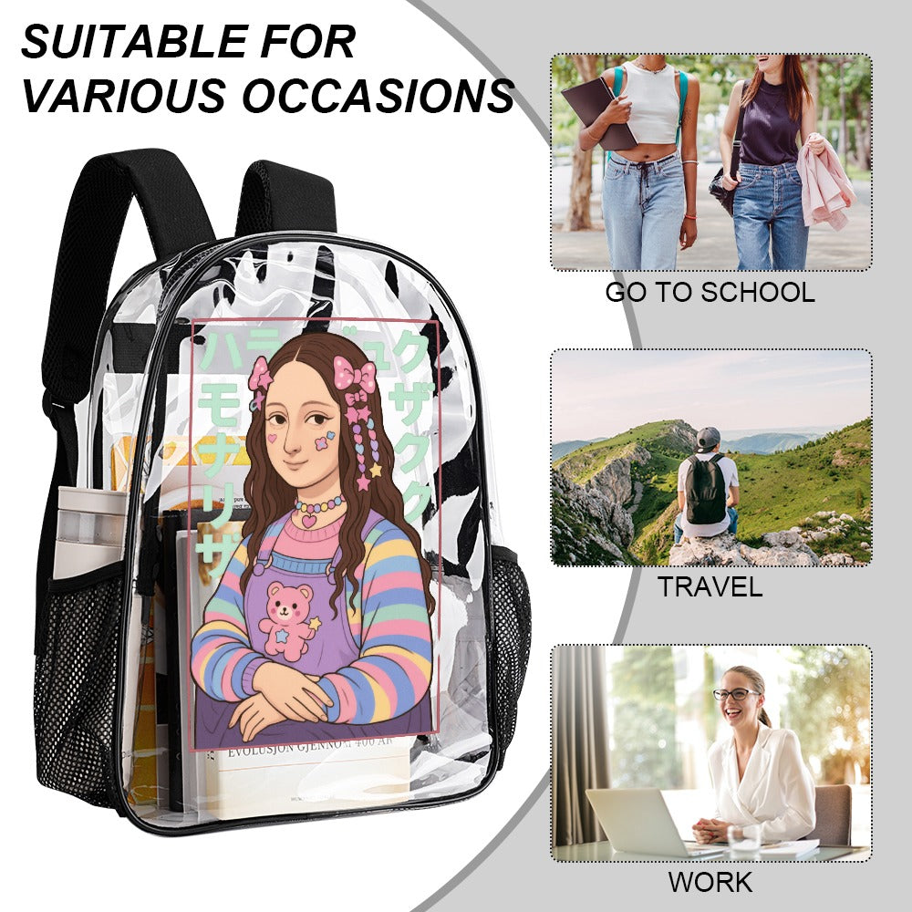 Harajuku Mona Lisa Transparent Backpack 17 Inch
