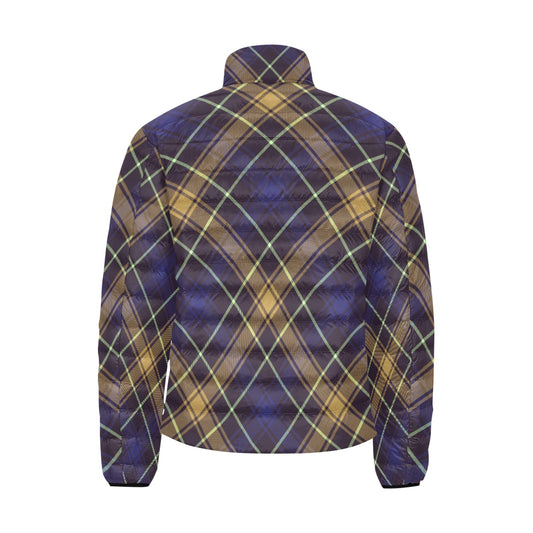 Dark Blue Plaid Men's Lightweight Bomber Jacket